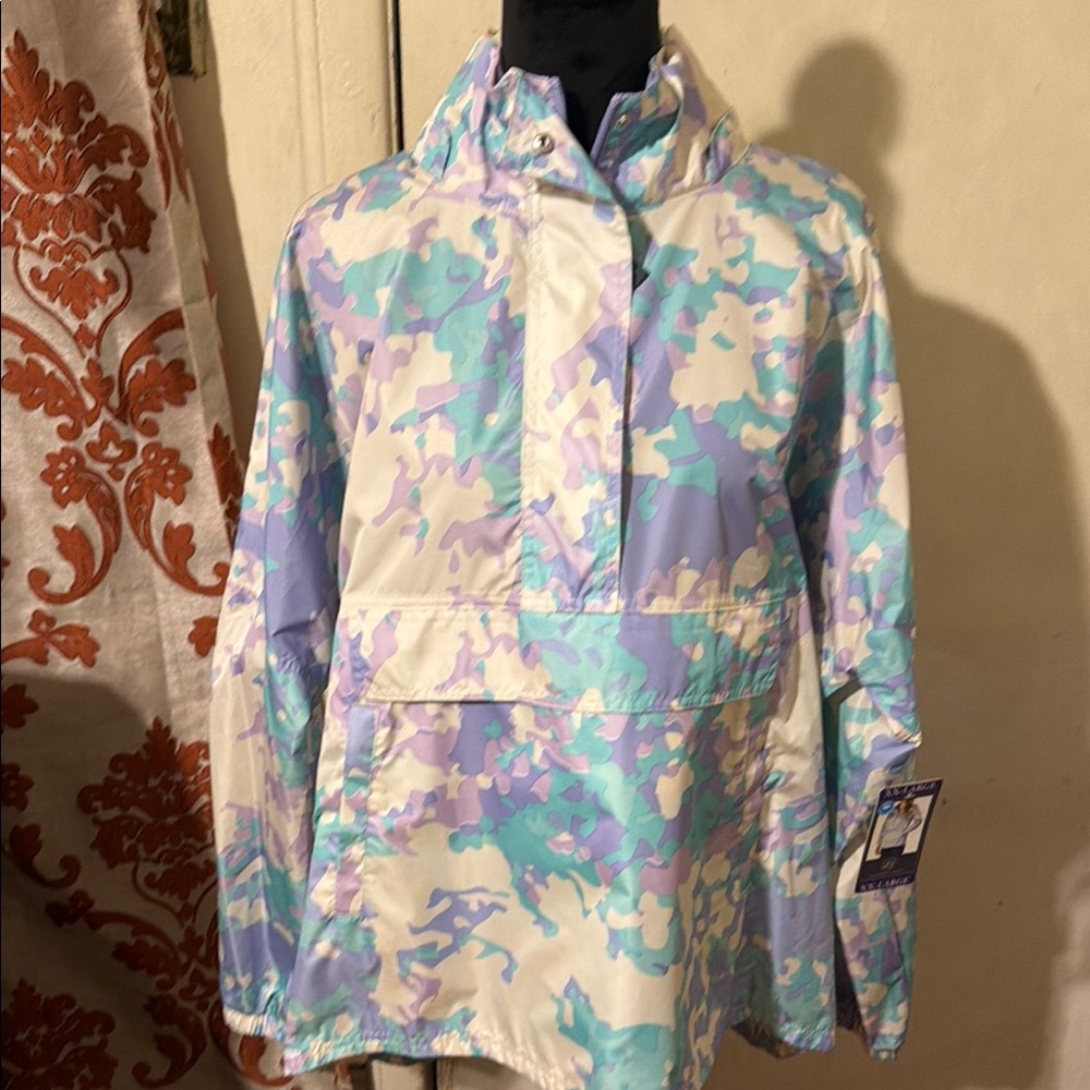 Lauren James Pastel Camo Hooded Anorak - Mint, Lavender, White